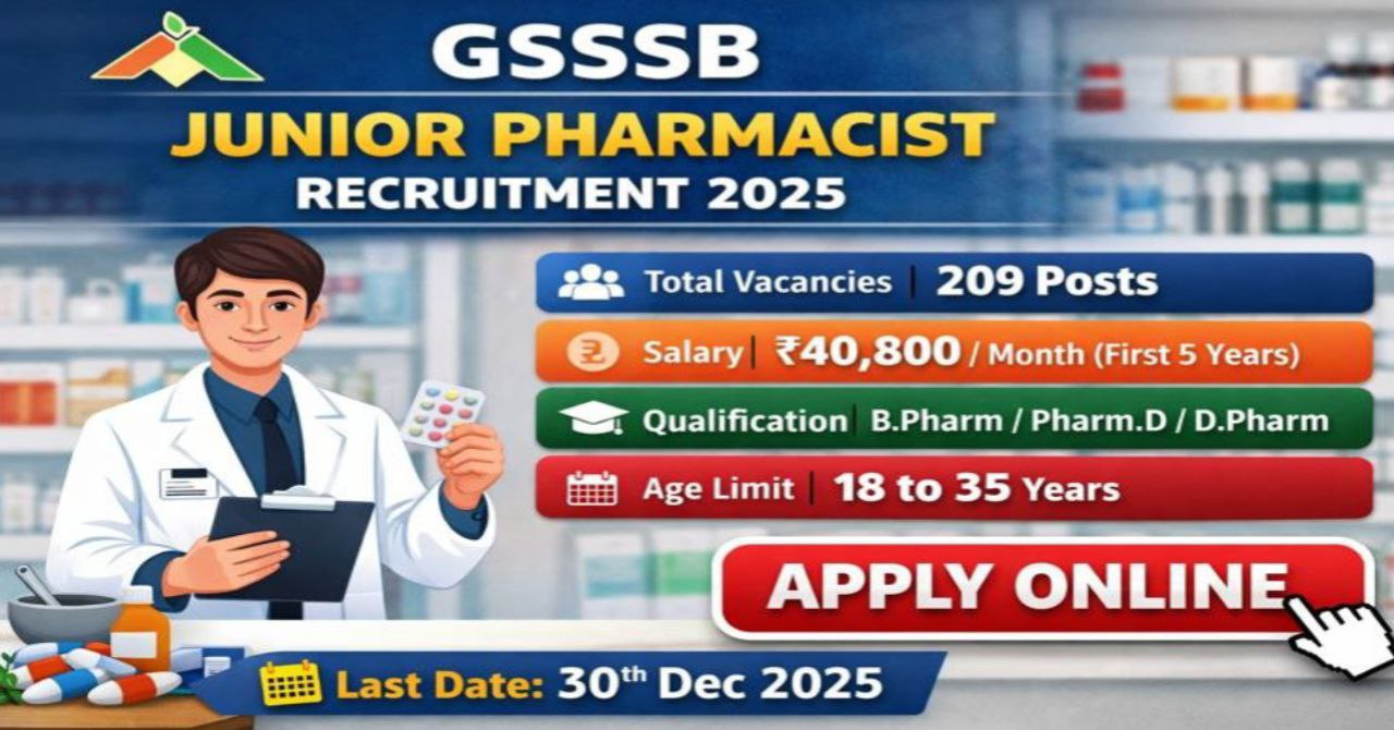 GSSSB Junior Pharmacist Recruitment 2025