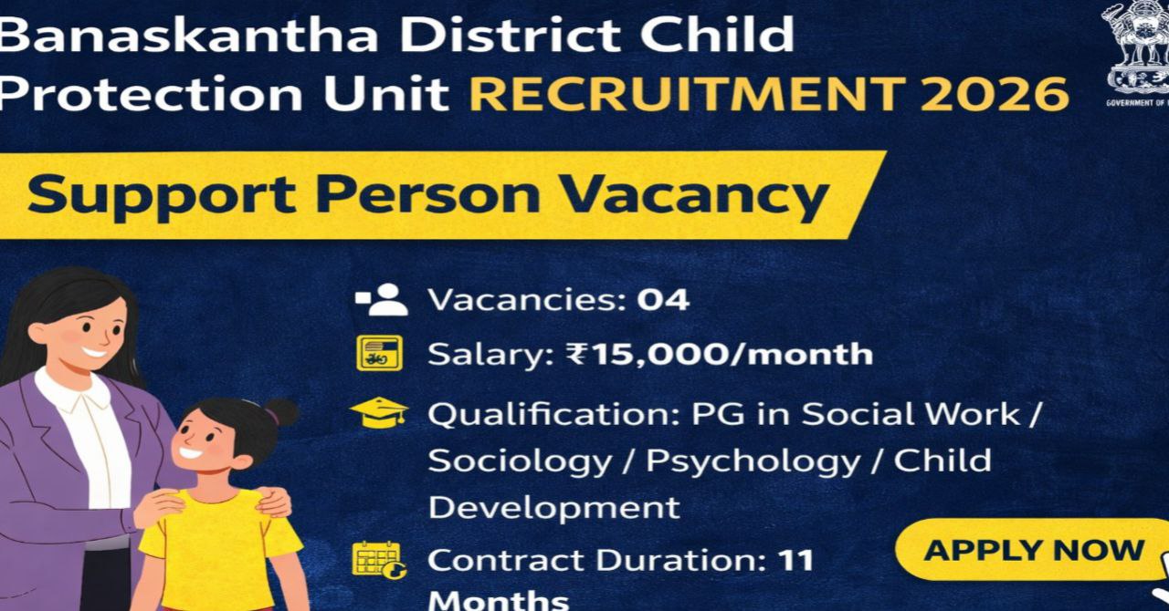 Banaskantha District Child Protection Unit Recruitment 2026