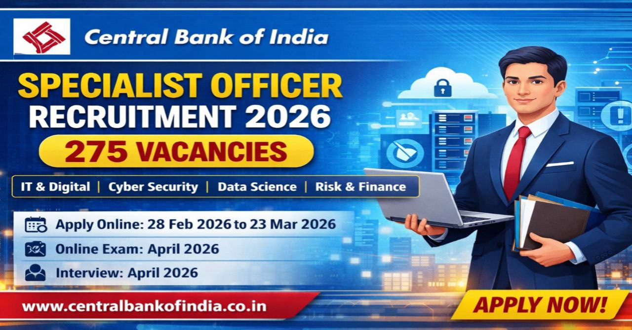 Central Bank of India Specialist Officer Recruitment 2026