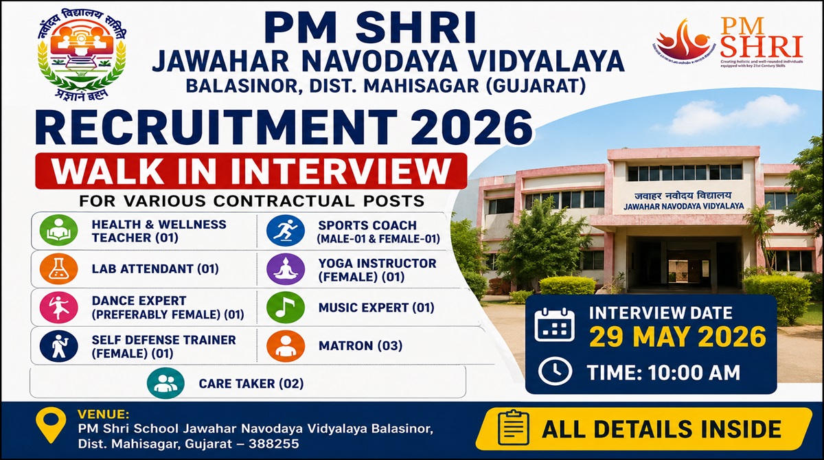 PM SHRI JNV Mahisagar Recruitment 2026
